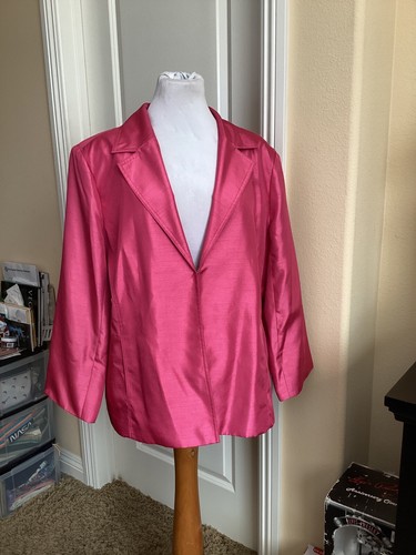 SUSAN GRAVER STYLE - HOT BARBIE PINK SILK LIKE BLAZER - SZ XL - Picture 6 of 6