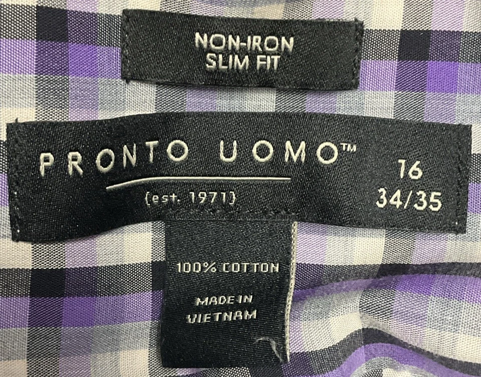 Pronto Uomo Long Sleeve Button Up Shirt Men’s Size 16 (34/35).    4865 - Image 3 of 3