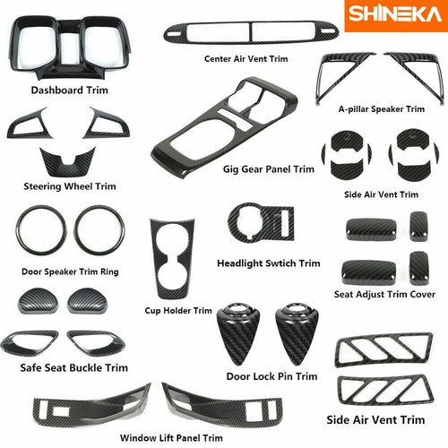 34pc Full Interior Dashboard Door Cover Trim For Chevy Camaro 12-15 Carbon Fiber