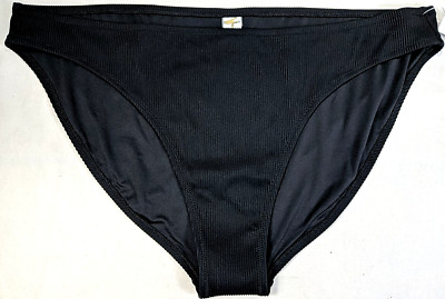 OLD NAVY Womens Plus Bikini Bottom sz 2X Black Unlined Stretch Ribbed Fabric NWT