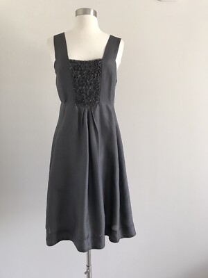 EILEEN FISHER 100% SILK ZIP SIDE POCKETS LINED PLEATED A-LINE DRESS SIZE XS  | eBay