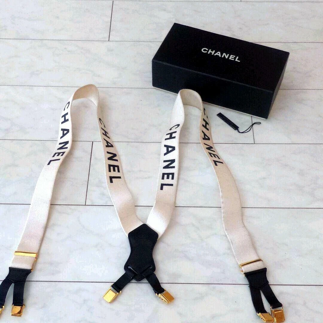 Chanel Tan Logo Suspenders – Recess