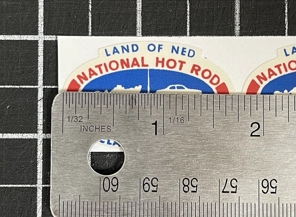 Dos calcomanías pequeñas nuevas NHRA - Land Of NED - calcomanía de carreras vintage años 60’s Foto 2 de 2