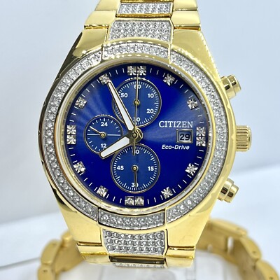 Citizen Eco Drive Eco Drive J810-S111871 Gold Tone Watch Crystal Bezel Blue Citizen j810 s128315 eco - Gem main image 2