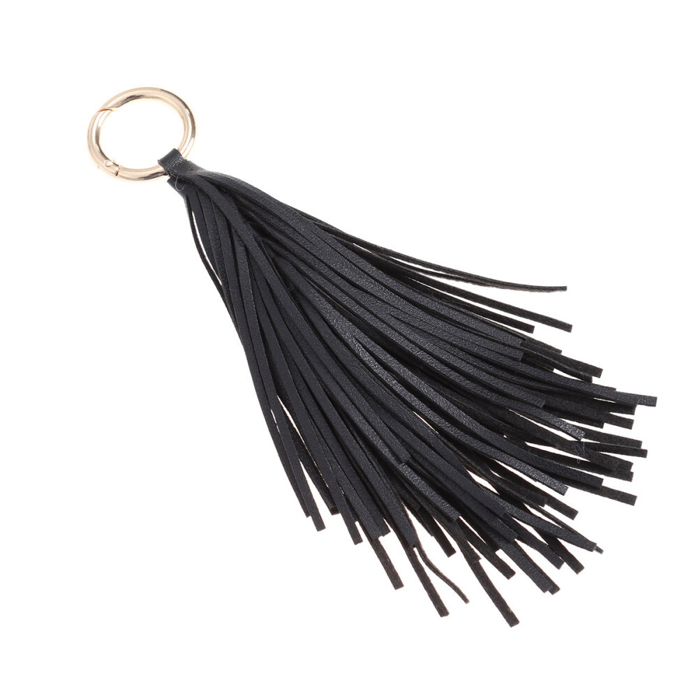 1PC Creative Black Tassel Keyring Pendant Charms Bag Charm Key