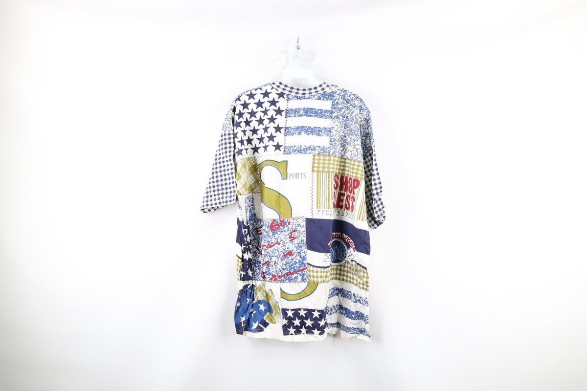 NOS Vtg 90s Streetwear Mens L All Over Print Spell Out Sports 