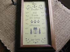 1986 Designs w/ Scissors LOVE LAUGHTER FRIENDS WELCOME Framed Scherenschnitte