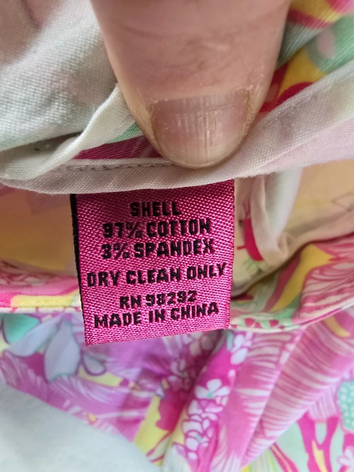 Bermudas Tibi para mujer con estampado floral talla 10 mezcla de algodón amarillo y rosa Foto 3 de 4