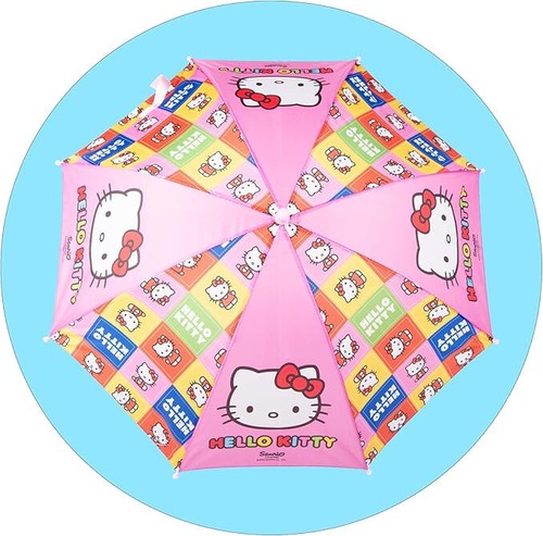 Hello Kitty Umbrella Dome Brolly Childrens Girls Lightweight Pink Rain Shelter - Picture 2 of 2