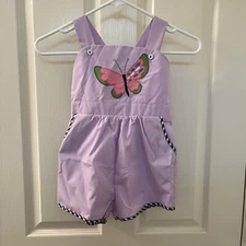 The Beaufort Bonnet Company TBBC Ruthie Romper Butterfly Appliqué Size 5 NWT