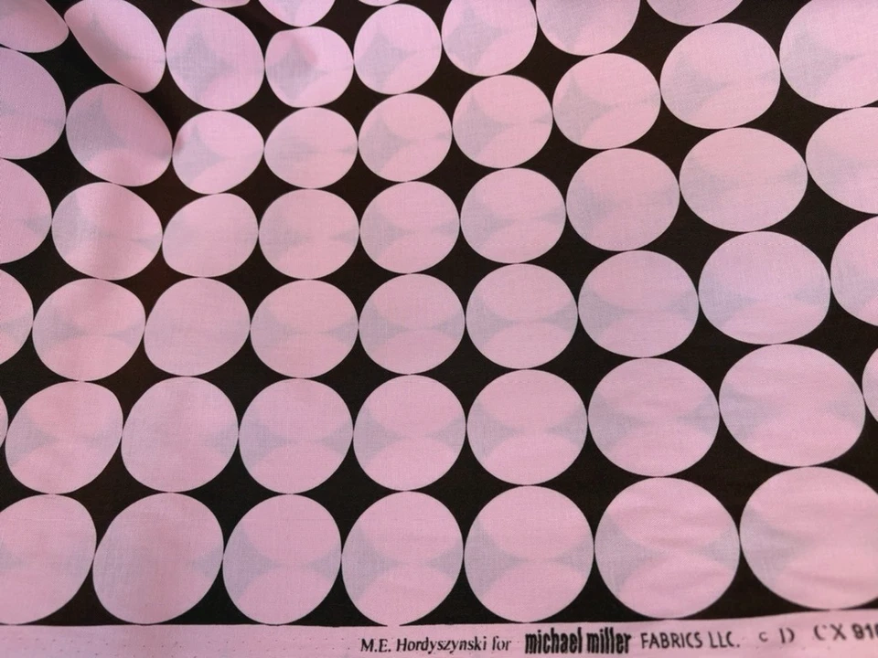 Michael Miller Disco Dots Pink Brown Fabric OOP HTF Polka Dot Cotton Quilt BTY - Image 3 of 4