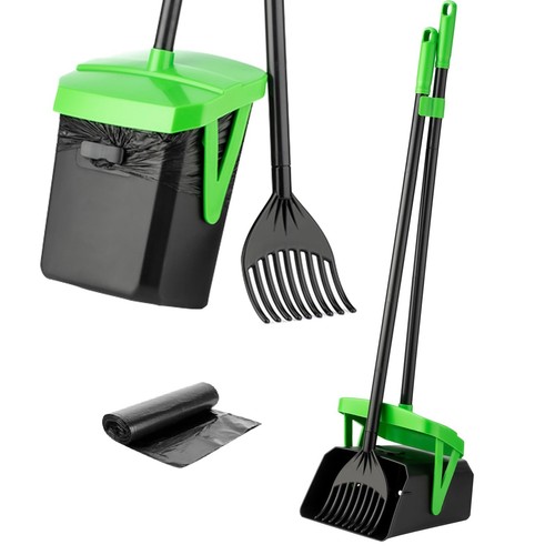 Pooper Scooper Swivel Bin & Rake with 20 Waste Bags, Dog Pooper Scooper with ...