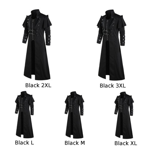 Men Pirate Trench Coat Parka Fashion Steampunk Assassin Pirate Jacket Cosplay - Picture 11 of 17