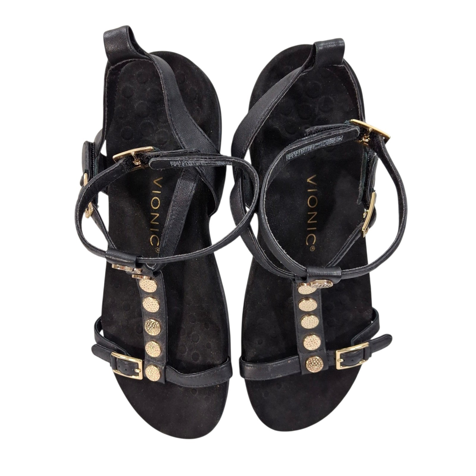 Vionic Hailey Gladiator Sandals T Strap Black Lea… - image 6