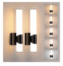 Black Wall Sconces Set of Two 15 inch 5CCT Dimmable Bathroom Sconce with Acry...