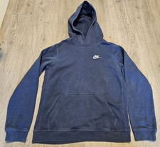 Nike Boys Hoodie Jumper 13-14 Years XL Navy Blue Cotton