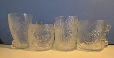Vintage 1993 Flintstones Glass McDonald's Mugs Set Of 4 EUC, Made In USA&France 
