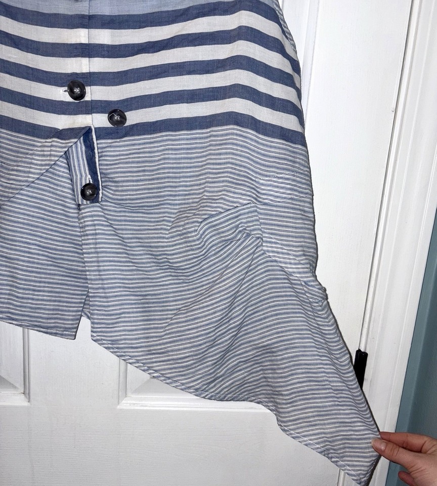 Blanque Women Size 1 (Relaxed M/L) Blue Striped Lightweight Button Up ...