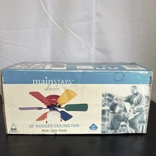 Retro Mainstays 30” Hugger Ceiling Fan Multi-Color Rainbow