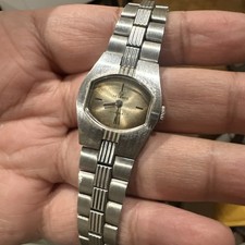 Working Helbros 17 Jewels Mechanical Manual Watch Womens Silver Tone 23mm Fit 7