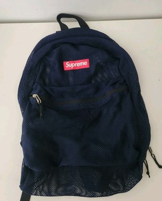 SS16 Supreme mesh backpack navy Bag Red Box Logo | eBay