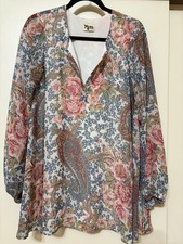 Show Me Your Mumu Jaime Tunic Paisley Pink Roses Flowy Chiffon Lined Boho M