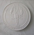 FRANKOMA Pottery Louisiana Crawfish White Sand Vintage Round Trivet