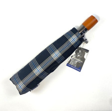London Fog Golf Size Canopy Auto Open Close Umbrella Black Plaid