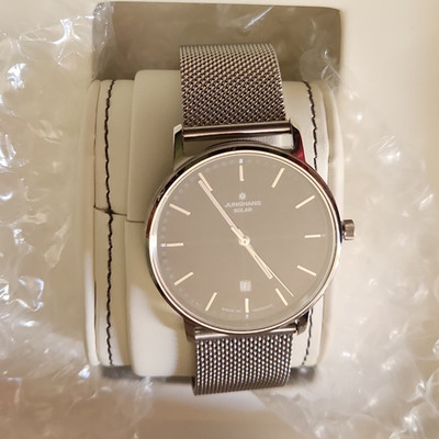 Junghans Milano Men s Quartz 40mm Gray Dial Silver Mesh Watch Date w/Box Manual