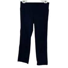 Athleta Black Crop Yoga Pants Women  s M Straight Leg Athleisure Leggings