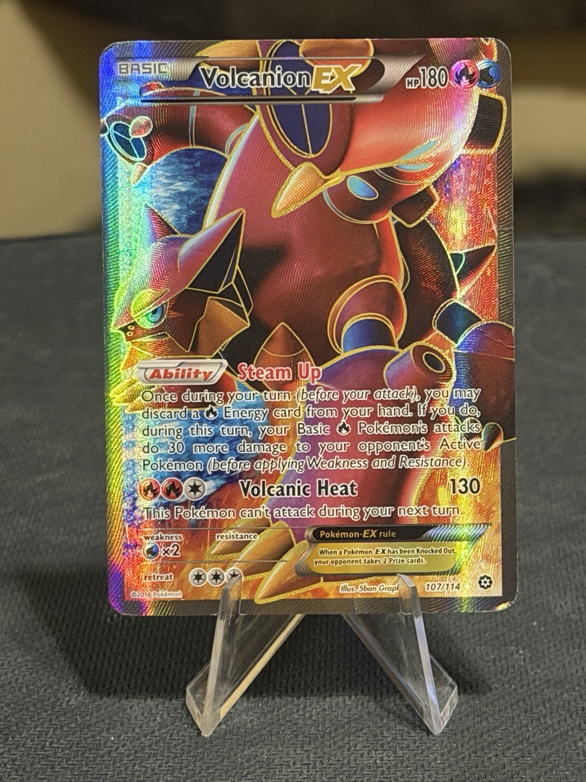 Pokémon TCG Volcanion-EX Steam Siege Holo Full Art Ultra Rare Card 107/114