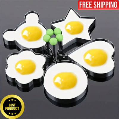 5Pcs Fried Egg Non Stick Stainless Steel Pancake Ring Mold Cooking Kitchen Tools