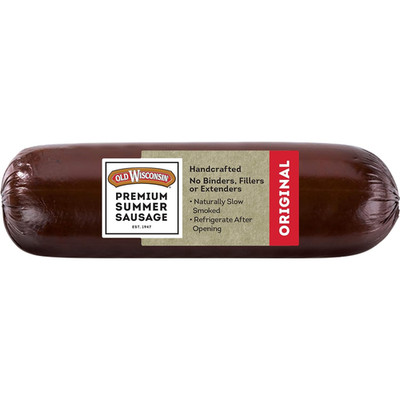 Old Wisconsin Premium Summer Sausage, 100% Natural Meat, Charcuterie, Ready to E