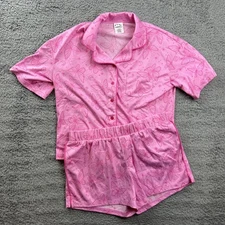 Art Class Girl's Size Large Short Sleeve Button up Pajama Set Pink Butterflies