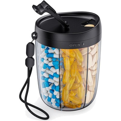 Tablettenbox, Pillendose 6 Fächer, Medikamente, Vitamine, Nahrungsergänzung, ...