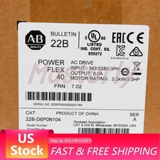 22B-D6P0N104 Allen-Bradley PowerFlex 40 2.2KW/3.0HP AC Drive US Free Tax