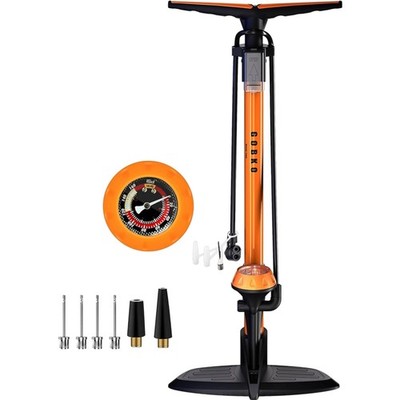 Hochdruck-Fahrradluftpumpe mit Manometer bis 160 PSI / 11 Bar Orange Alloy Steel