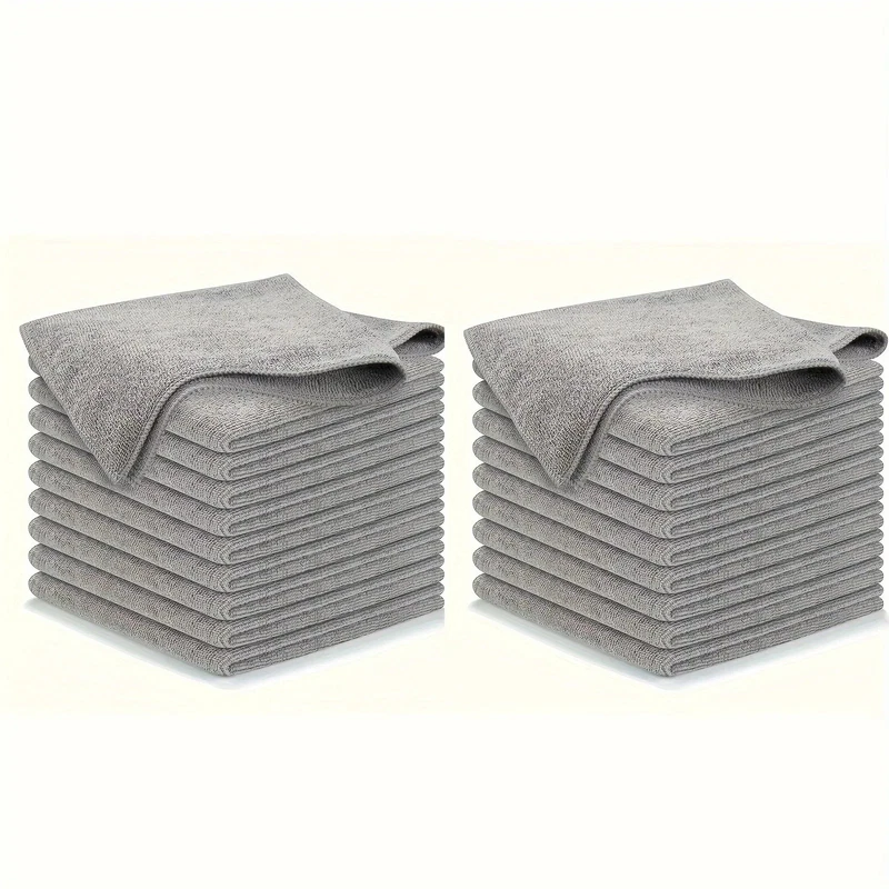 Microfiber Kitchen Towels Set 5/10/20Pcs Soft Absorbent Cleaning Cloth Gray