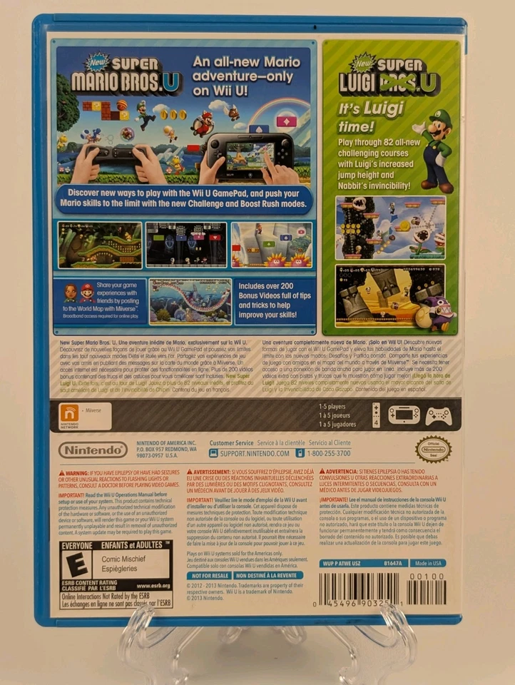 New Super Mario Bros. U + New Super Luigi U (Wii U, Nintendo)No Manual -Tested🔥 - Image 2 of 4