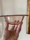Vintage Pink Glass Mother Goose Nursery Rhyme Child's Bowl saucer Tiara Indiana