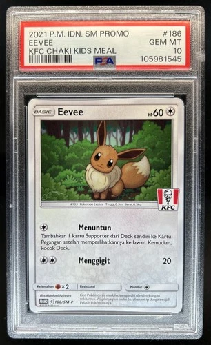 2021 Pokemon Indonesia KFC Chaki Kids Meal Promo Eevee #186/SM-P PSA 10 GEM