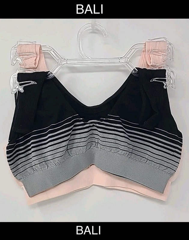 Bali X1J3 Comfort Revolution Microfiber Crop Bra Bralette 2 Pack Black Pink NWT