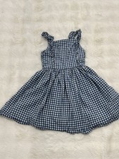 Polo Ralph Lauren Girls Gingham Cotton Dress Blue And White Plaid 6x