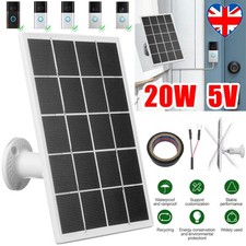 20W Solar Panel Waterproof Solar Charger for Ring Video Doorbell 4/3/3 Plus/2 UK