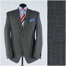 Mens Check Grey Blazer 42R US Size ROY ROBSON Wool Sport Coat Jacket
