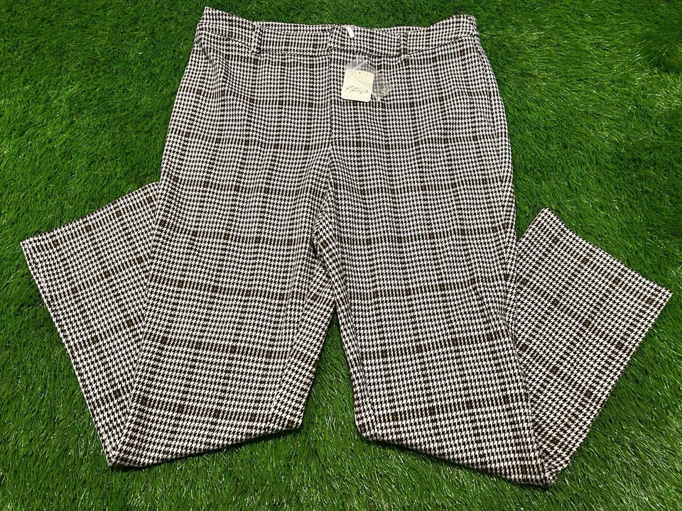NEW - Free People Flared Houndstooth Winsor Plaid Trouser Pants - Womens Size 12