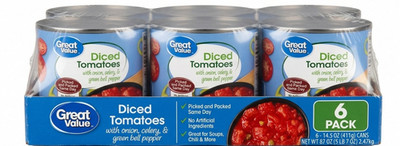 Great Value Diced Tomatoes with Green Peppers, Celery & Onions, 14.5 oz,  6 Pack