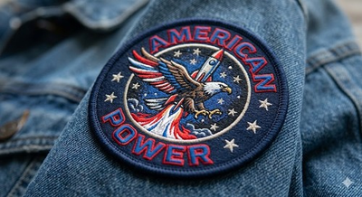 #ad American Power Patch Eagle Rocket Patriotic USA Embroidered Iron On $33.99