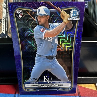 Topps 2025 Bowman Chrome Jac Caglianone Kansas City Royals RC Purple /250 #75
