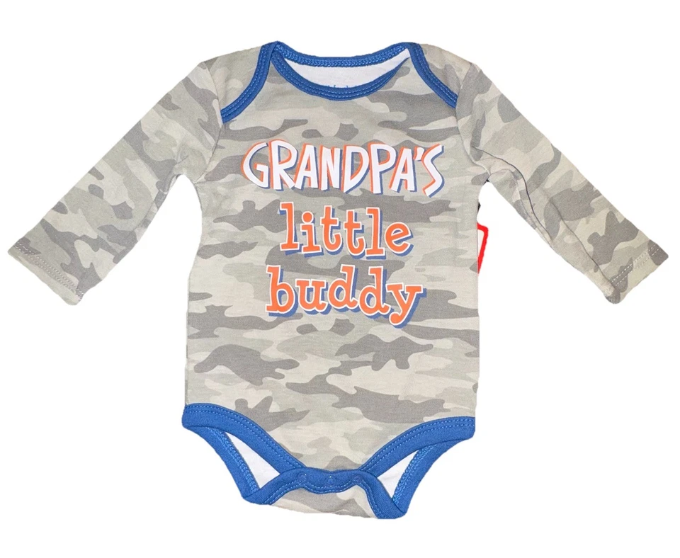 Kidgets Grandpa’s Little Buddy Camuflaje Manga Larga Una Pieza Infantil Talla 0-3 Meses Foto 2 de 4